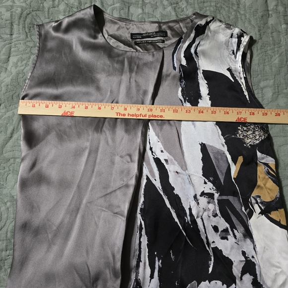 Allsaints Silk Dress US 4 Gray Black Sleeveless Shift - Picture 6 of 6